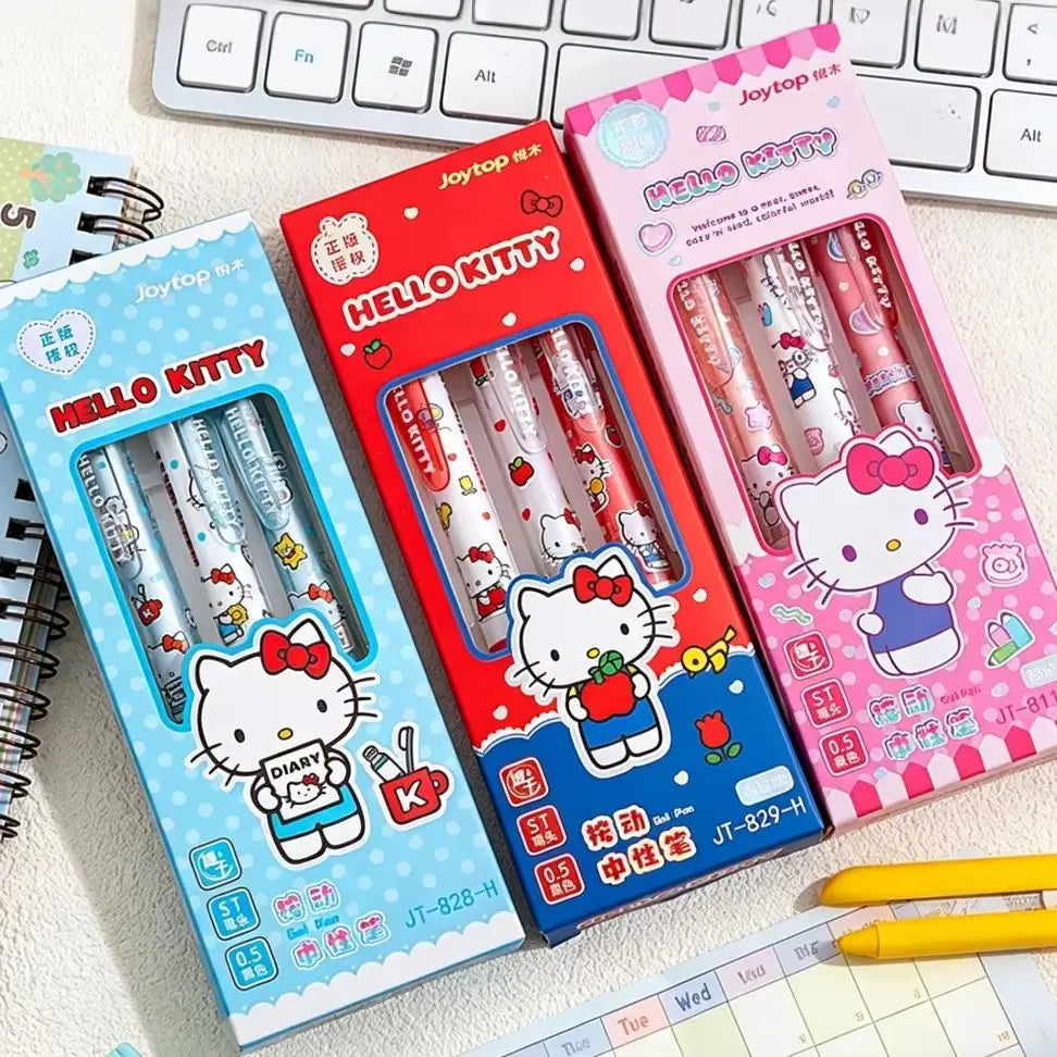 3 Pcs/Set Sanrio Erasable Gel Pen Hello Kitty Kuromi Cinnamoroll 0.5mm Black Ink School Office Supplies Stationery Gifts