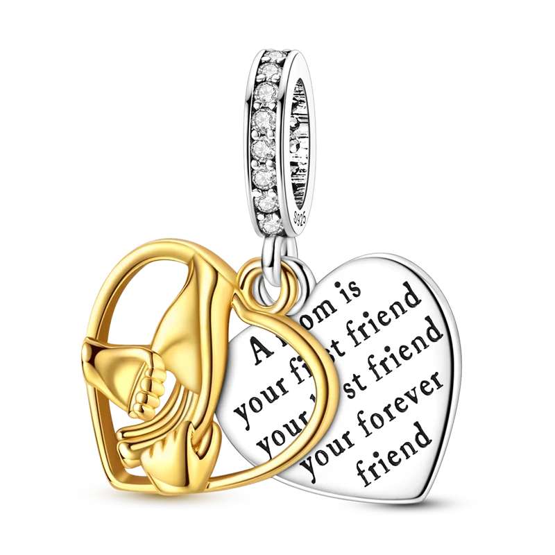 925 Sterling Silver Mother's Day Charms Mother Daughter Heart Animal Elephant Rabbit Pendants Fit Bracelets DIY Jewelry Gift