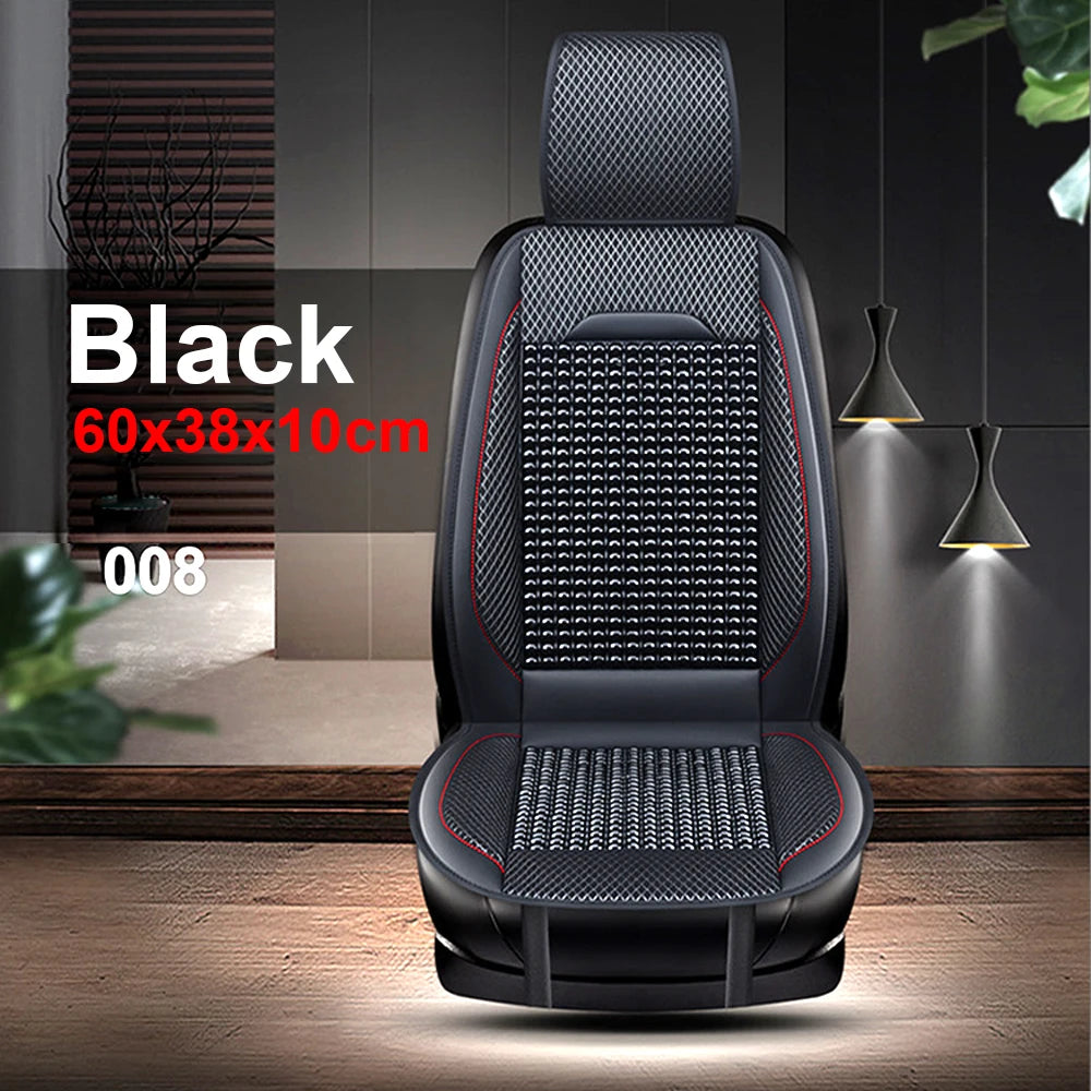 Car Wooden Bead Seat Cushion Singleseat Wood Bead Summer Cool Leather Car Seat Cover Breathable For Universal Car Chair Office