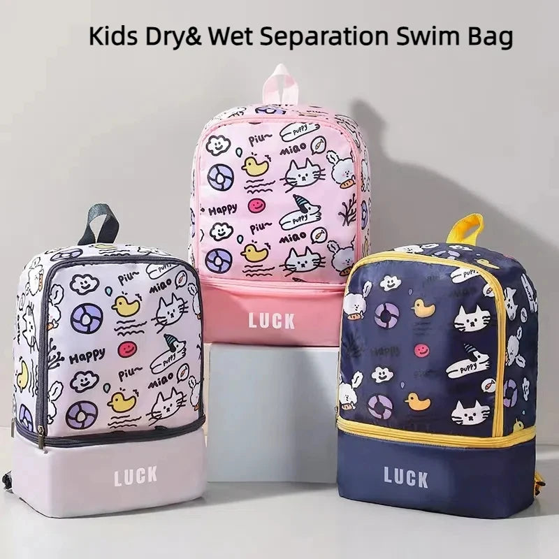Dry Wet Separation Bag Kids Waterproof Storage Shoulder Backpack Waterproof Sport Travel Fitness Beach Swimming Bag Luggage Bag