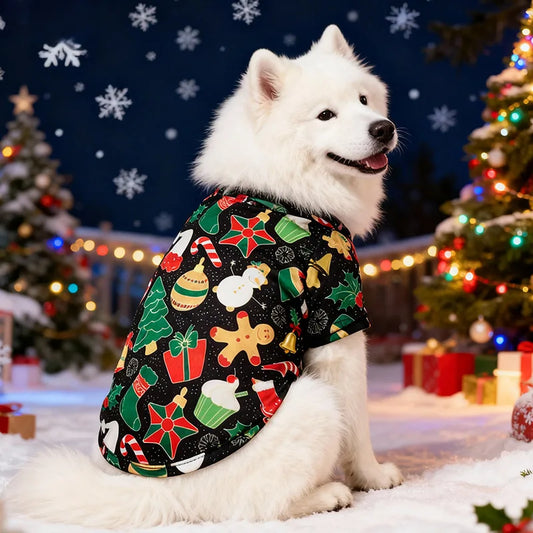 Santa Print Dog Vest – Christmas & Holiday Pet Top for Large Dogs, S–XL