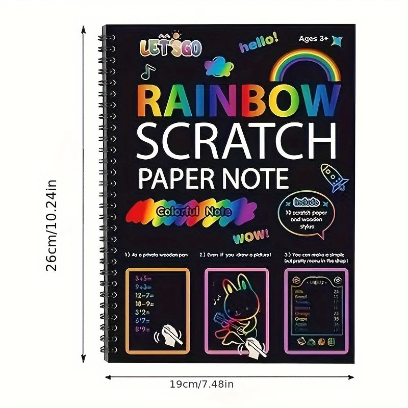 50 pcs Scratch Paper Kids Rainbow Magic Scratch Off Paper Sheets Art Craft Kit Black Note Paper Drawing Pads