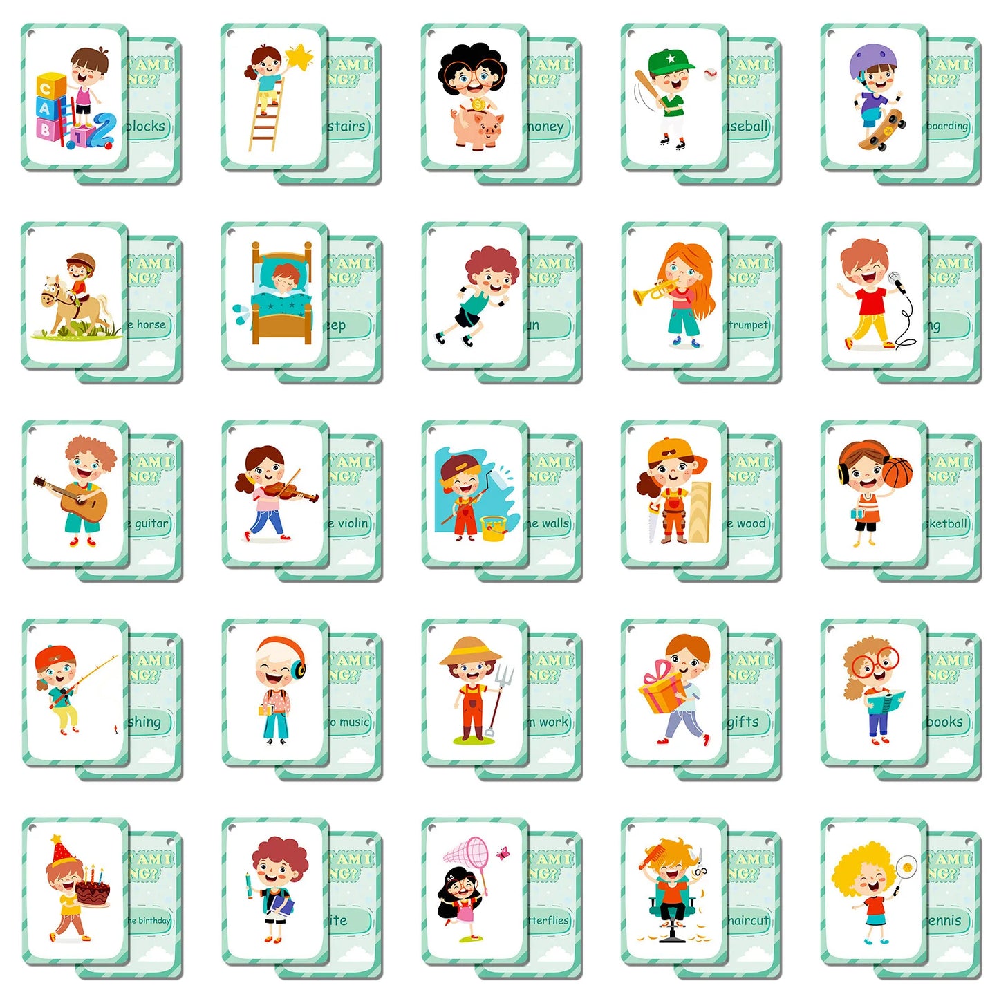 50Pcs/Set Cognition Learning Card Funny Memory Flash Cards Early Education Educational Toys For Children Kids