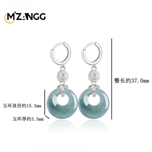 Natural A-Grade Blue Water Jadeite Hoop Earrings - S925 Sterling Silver Fashion Women's Jewelry, Worthy Elegant Accessories Gift