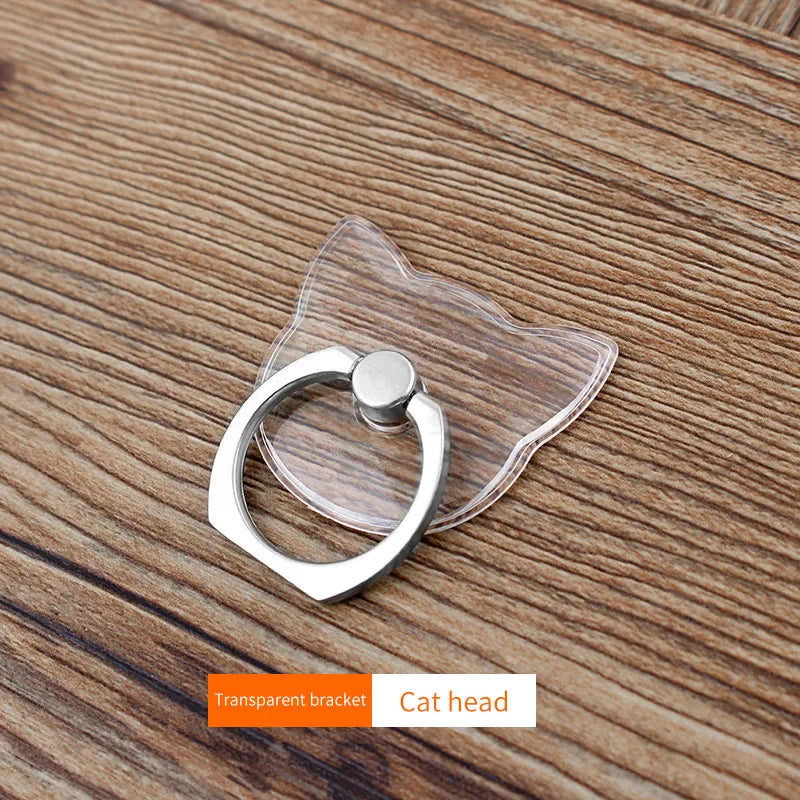Clear Cat Finger Ring Mobile Phone Stand Holder For iPhone XS Huawei Samsung cell Smart Round Phone Ring holder Car Mount Stand