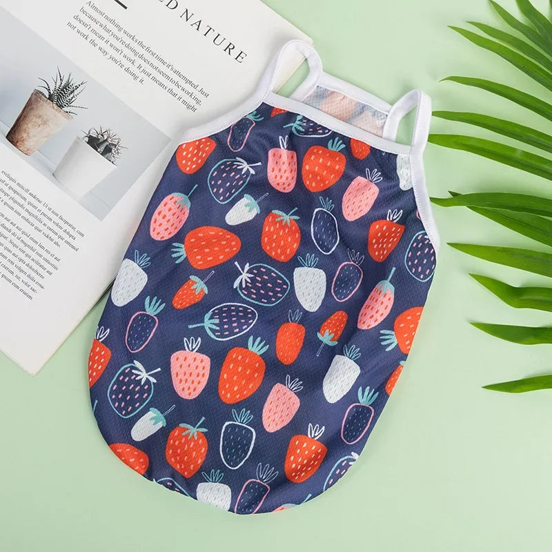 Dogs Cute Fruit Print Summer Puppy Cat T-shirt Ultra Thin Dog Cooling Vest Breathable Clothes Pet Clothes For Small 강아지