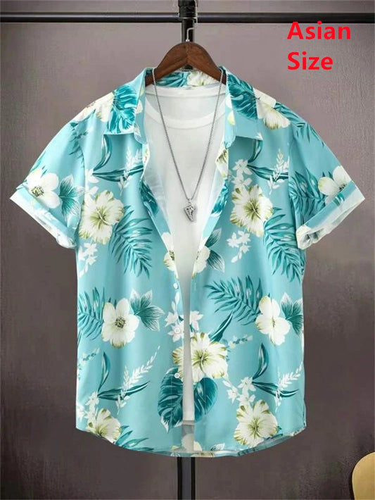 Summer Flower 3D Print Top Men's Summer Hawaii Beach Shirts Outdoor Party Men's Breathable Short Sleeve Street Social Apparel