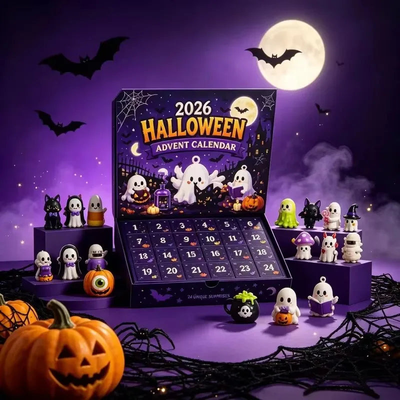 2026 Halloween Advent Calendar,24 Days Spooky Resin Ornaments Countdown Box,Halloween Table Decor HolidaySurprise Gift Setadult