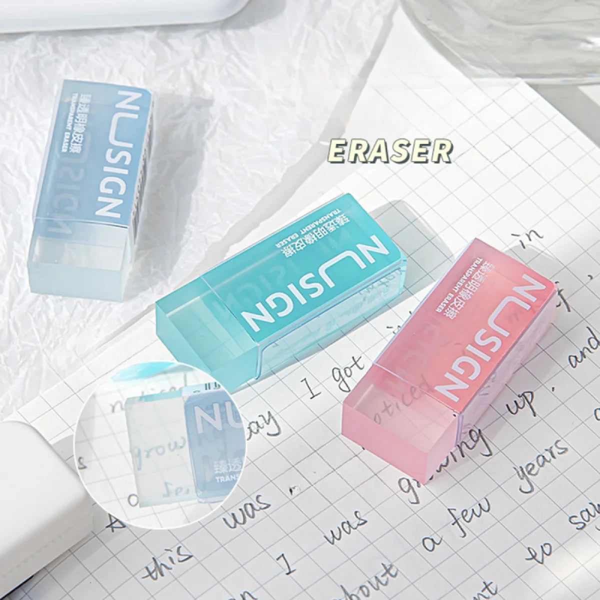 1/36Pcs Lovely Transparent Eraser for Kids Ins Simplicity Solid Color Eraser Pencil Eraser Back To School Cute Student Supplies