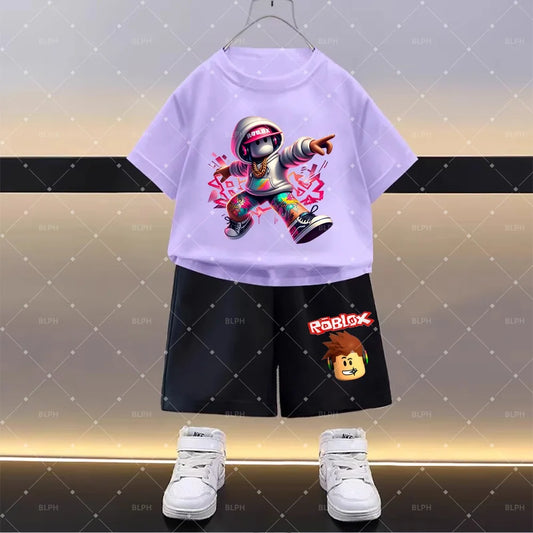 Stylish Roblox Print Kids Hoodie and Pants Set, Comfortable and Trendy Children's Clothing for Playtime and Everyday Wear