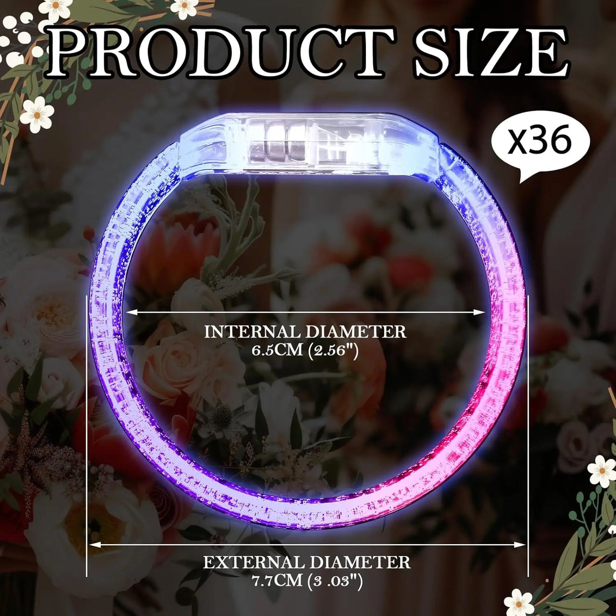 12/24/36/60 Pack Custom LED Bracelets LED Light-Up Bracelets for Wedding Parties Birthday Party Favors