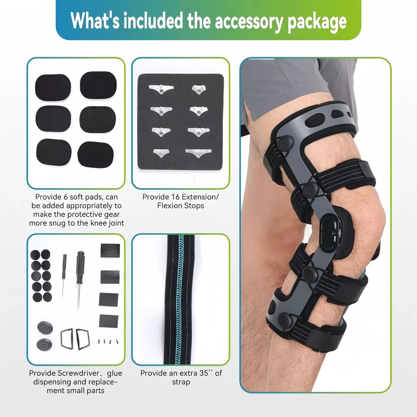  All-in-One Knee Support Brace,ACL,MCL,PCL,Ligament & Meniscus Tear Protection-Injury Preventive Hinged Brace for Men & Women
