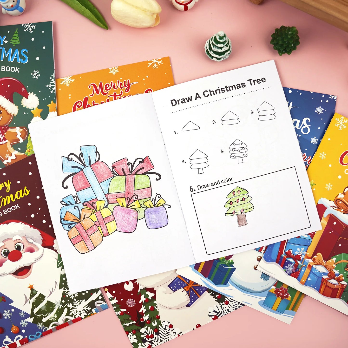 Kids Christmas Coloring Book Puzzle Cartoon Painting Coloring Book Holiday Party Theme Christmas Puzzle Coloring Book Toy Gift