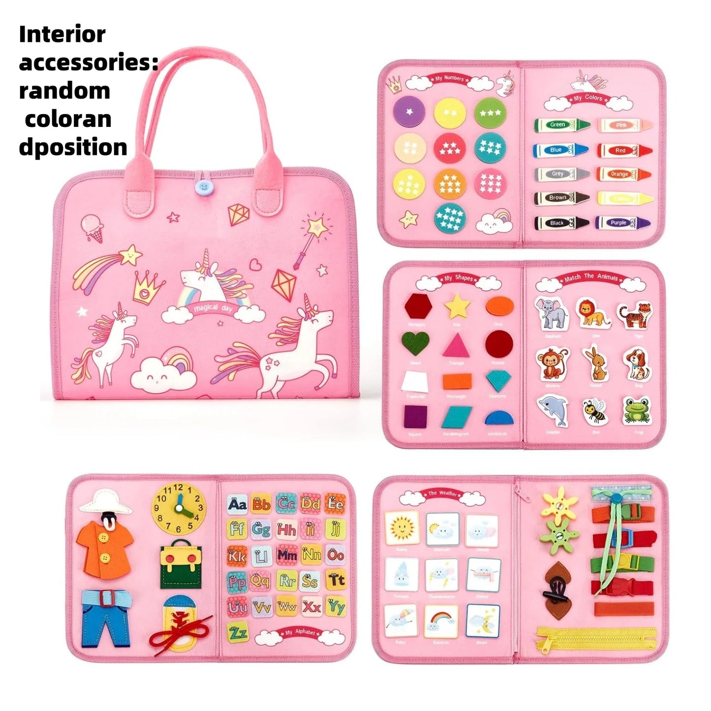 Montessori Busy Board Sensory Toys Educational Travel Activities for Kids Preschool Fine Motor Skills Learning Gift