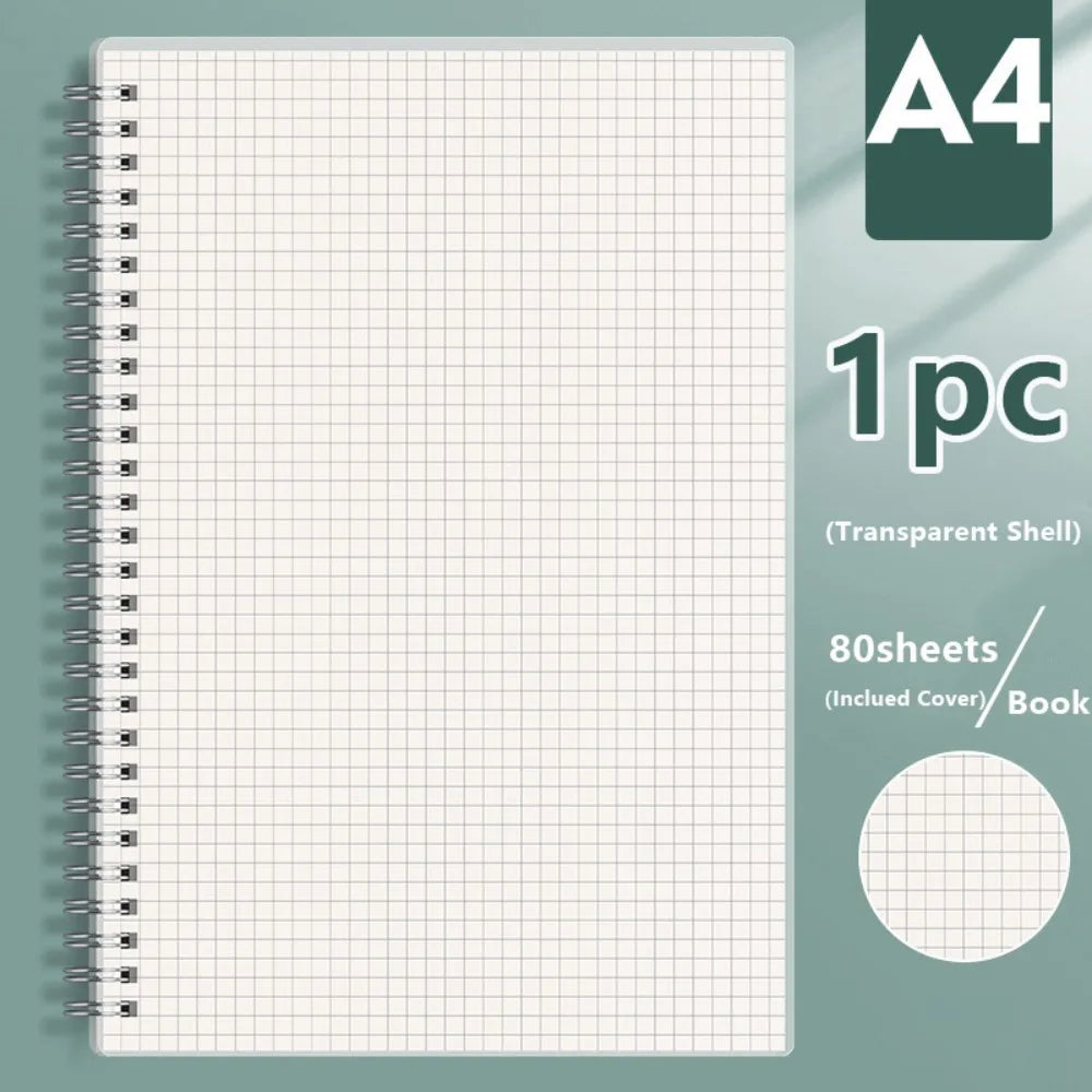 A4/A5/A6/B5 Coil Notebook Grids/Blank/Horizontal Line Flip Over Design Spiral Notepad Diary Book School Office Supplies