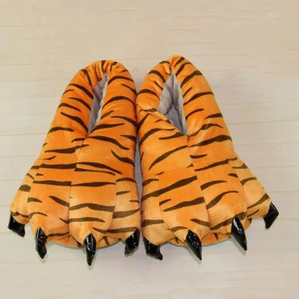 Winter Warm Soft Indoor Floor Slippers Women Men Shoes Paw Funny Animal Christmas Monster Dinosaur Claw Plush Home Random Lining