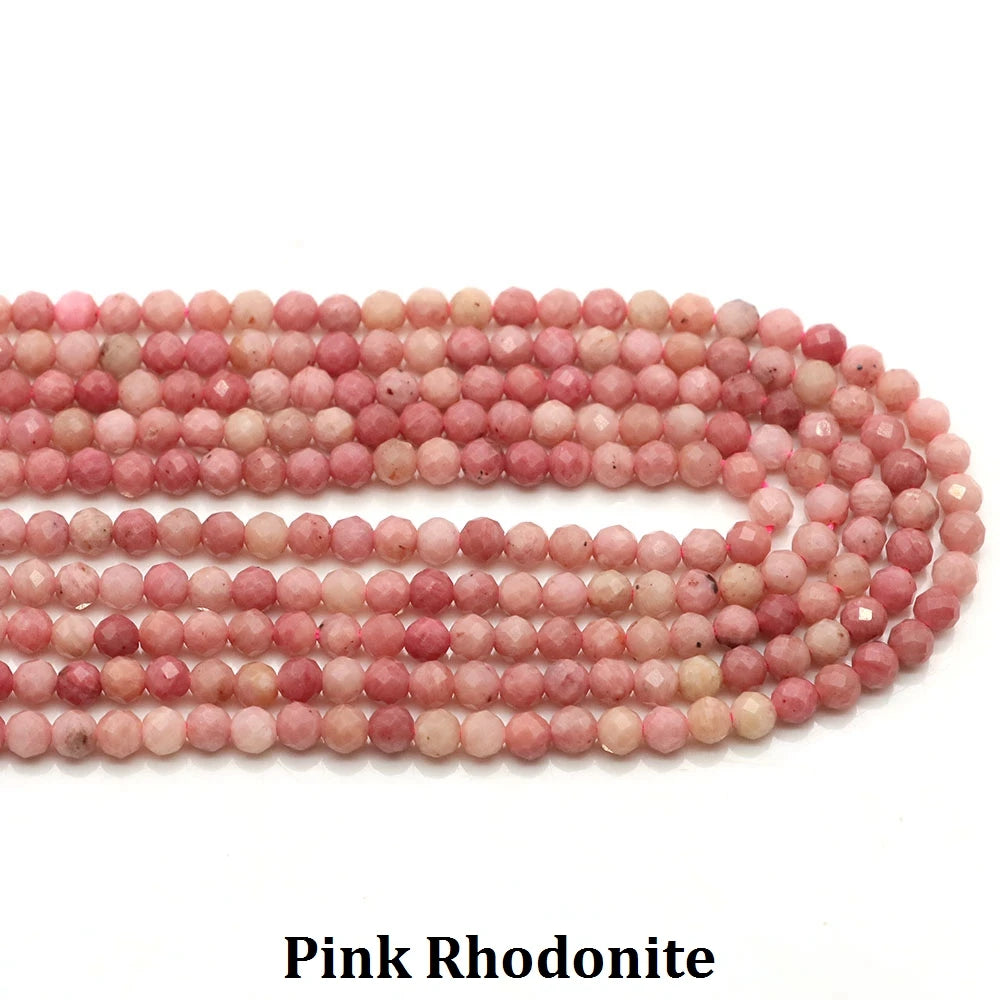 2 3mm Natural Faceted Amethyst Garnet Tourmaline Gem Stone Beads Round Mineral Bead for Jewelry Making DIY Bracelet Accessories