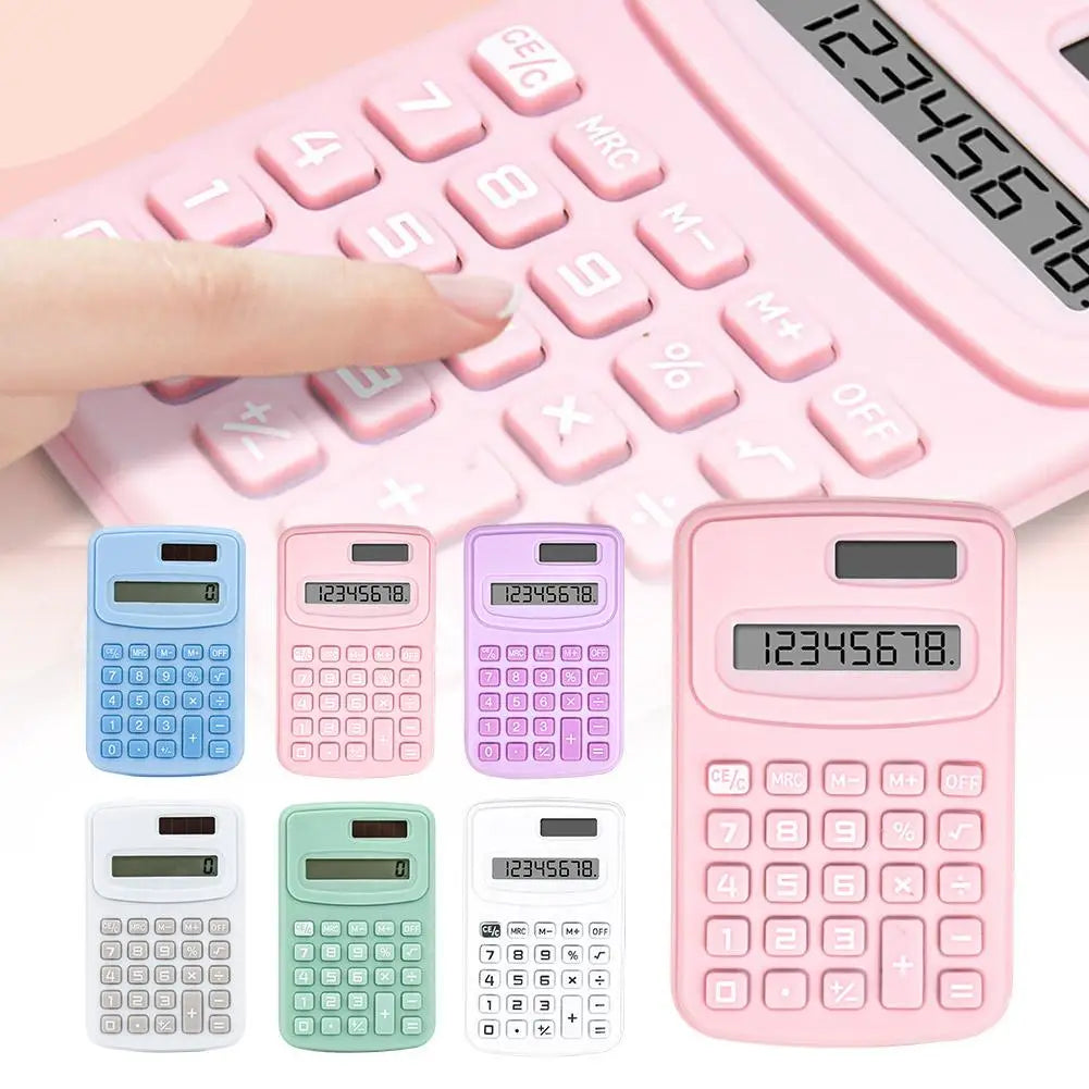 Small Solar Calculator Portable Calculator Cute 8 Digits LCD Electronic Home Office Calculator For Kid Primary School Calculator