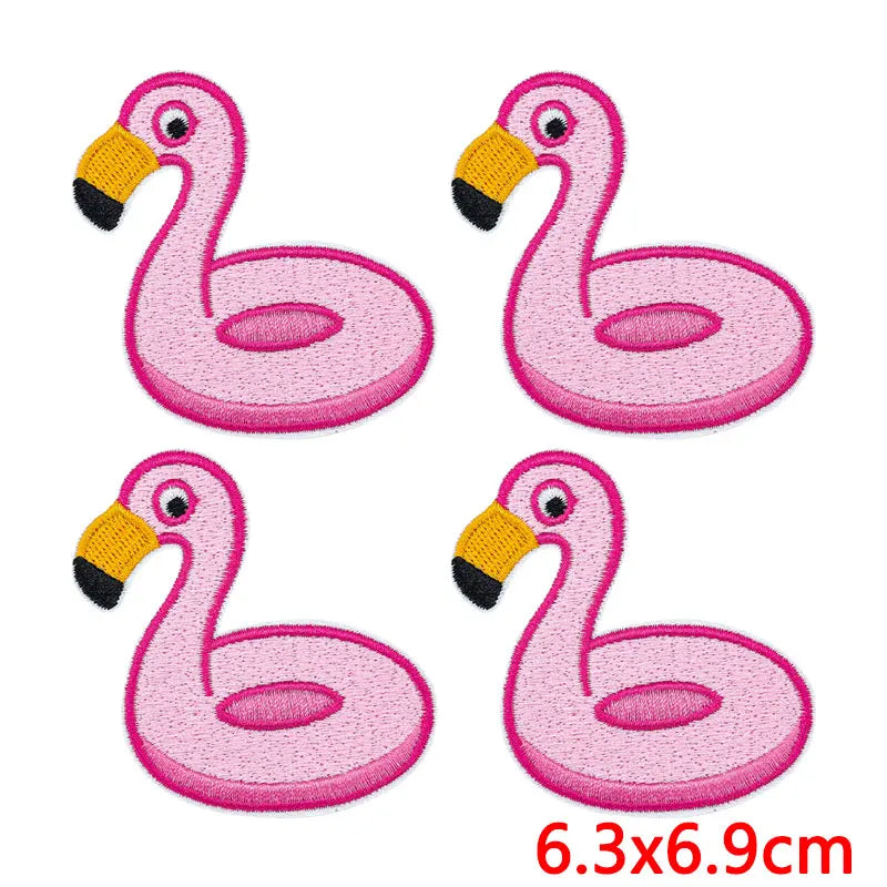 10Pcs/Lot Cool Summer Pool Iron On Patches For Clothing Beach Chair Colorful Kite Aloha Embroidery Patches Backpack Appliques