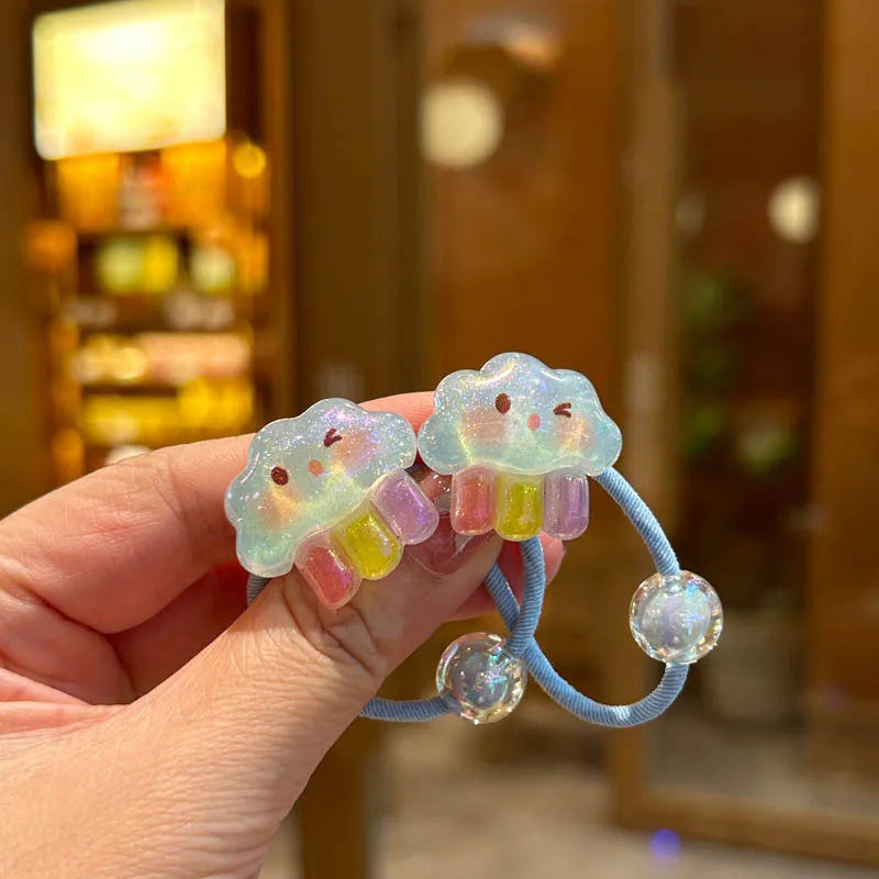 2PCS Lovely Rainbow Elastic Hair Bands for Girls Children's Hair Accessories Baby Headwear Ties Flexible And Stylish