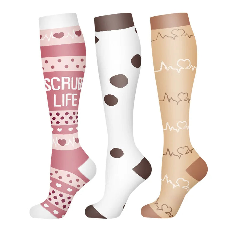 58 Styles 3 Pairs/Pack Compression Socks Knee High 30MmHg  Women Men Sports Socks Edema Diabetes Varicose Veins Running Socks