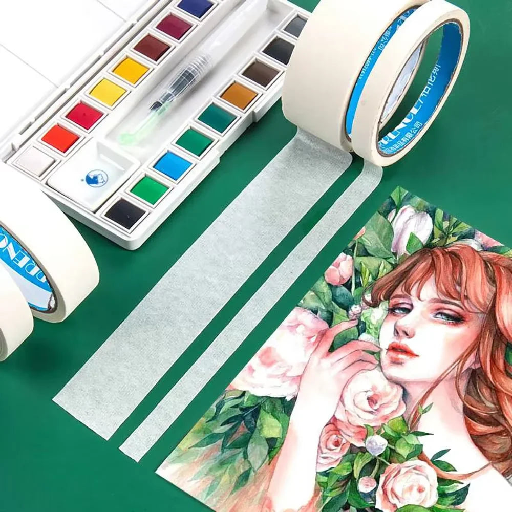 12M /1PcsMasking Tape White Writable Sealing Self Adhesive Tape Waterproof for Art Painting Sketch Car DIY Paper School Supplies