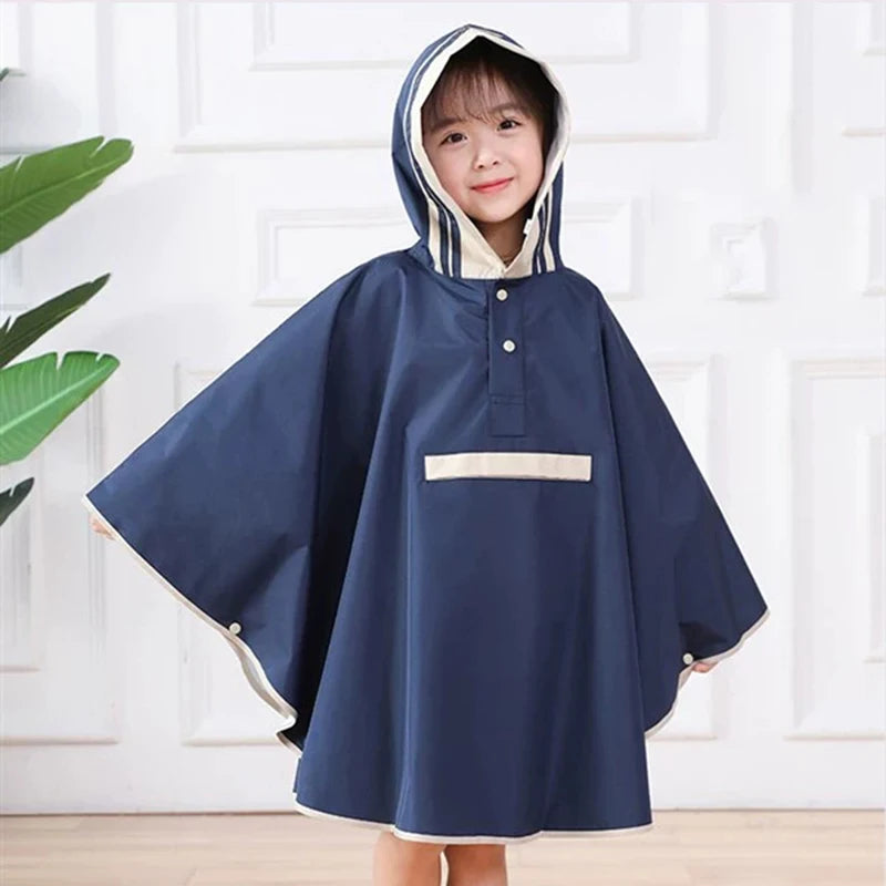 Raincoat Ponchos Rain Jacket Children Rainwear with Large Pocket, School Bag Position, for Boys Girls, S, M, L