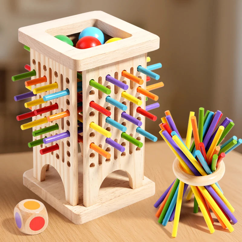 Baby Montessori Sensory Fine Motor Skills Toy Color Cognitive Learning Counting Sticks Game Educational Kids Balance Wooden Toys