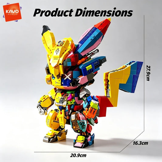 KAVOWORLD MOC Anime Halloween Cyberpunk Mecha Robot Ornament Building Blocks Toy Semi-Transparent Mechanical Action Figure Articulated Robot Model Kit Rotatable Joints Collectible Display Desktop Decor Home Office Halloween Christmas Friends Birthday Gift