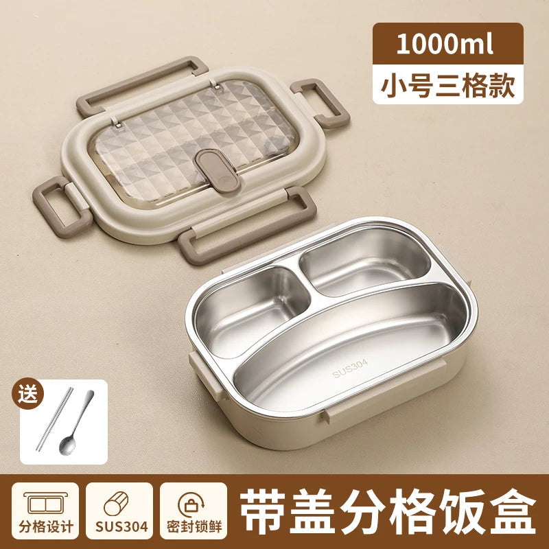 304 Stainless Steel Insulated Lunch Box Office Workers Sealed Portable Lunch Box with Bag Students Kids Commercial Bento Box Set