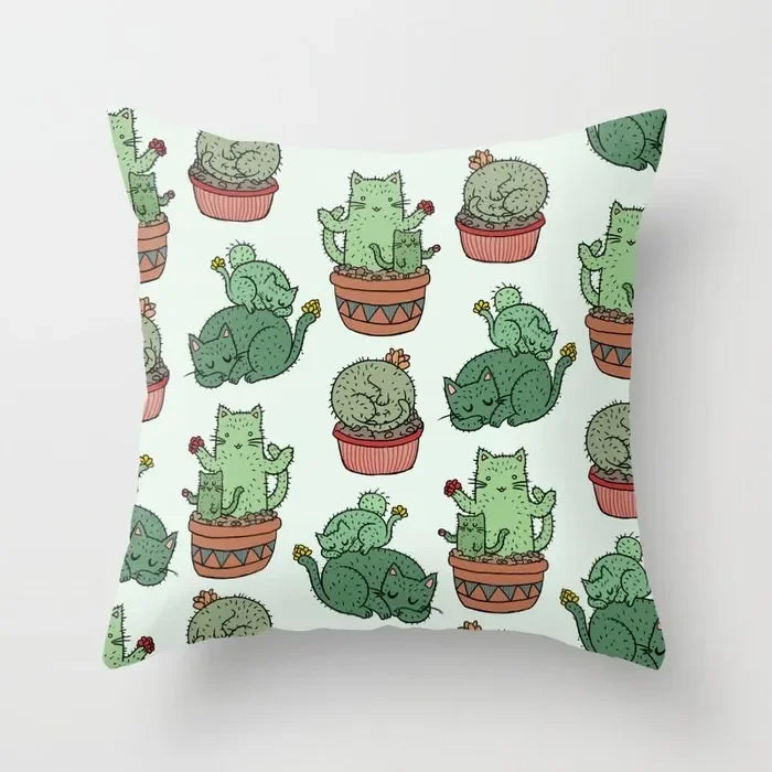 Cactus Flower Pattern Summer Decorative Cushions Pillowcase Polyester Cushion Cover Throw Pillow Sofa Decoration Pillowcover
