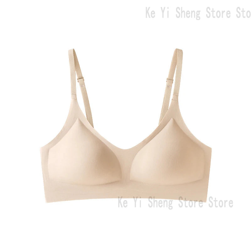 Women's bra, seamless underwear, large breasts, small breasts, gathering, thin semi-fixed cup, beautiful back bra, sexy