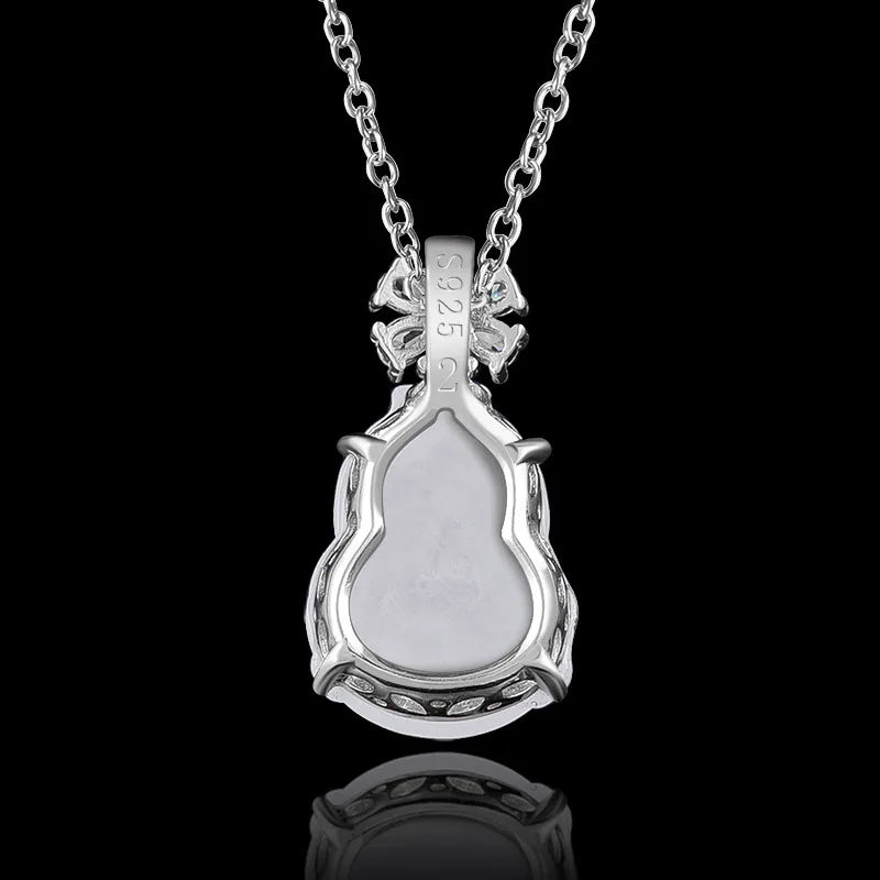 S925 Silver Inlaid Natural Burmese A-grade Jade Gourd Pendant Ice Jadeite Charms Women's Jewelry Necklace Wholesale Drop Ship
