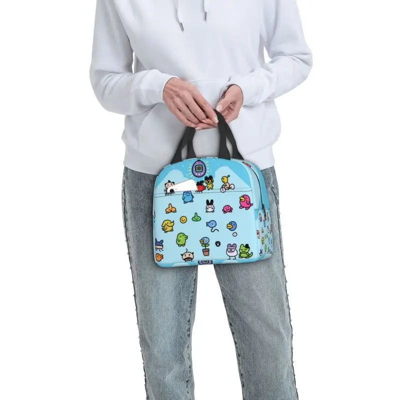 Custom Tamagotchies Cartoon Insulated Lunch Tote Bag for Women Resuable Cooler Thermal Bento Box Kids School Children
