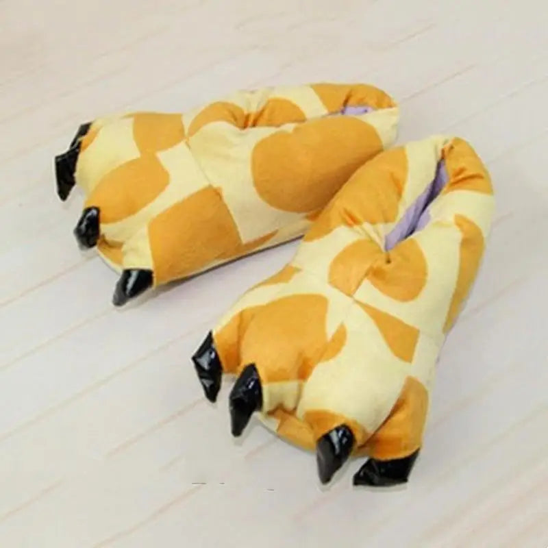 Winter Warm Soft Indoor Floor Slippers Women Men Shoes Paw Funny Animal Christmas Monster Dinosaur Claw Plush Home Random Lining