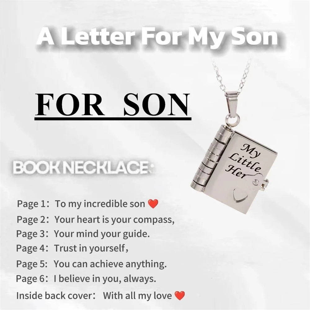 Mother’s Day Gift Best Mom Ever Book Necklace Stainless Steel Engraved Book Locket Necklaces Women Daughter Present for Mom