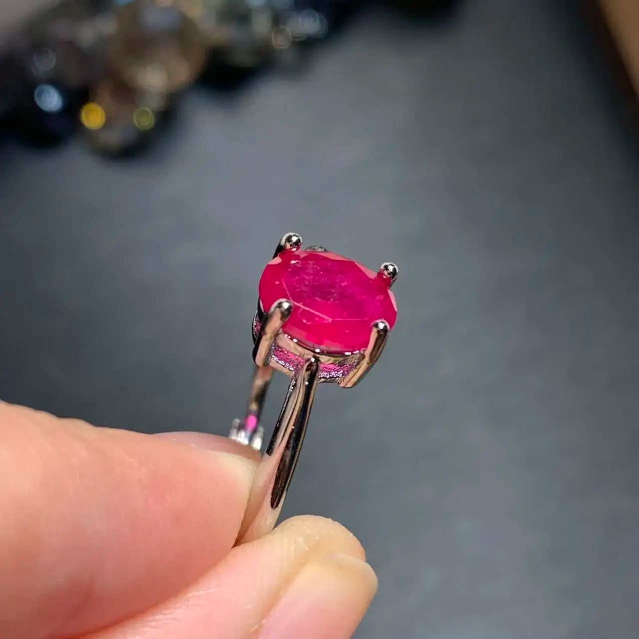 8*6MM Extravagant Natural Ruby Ring Adjustable Female Ring Jewelry for Women Gift Wholesale High Quality Vintage Fine
