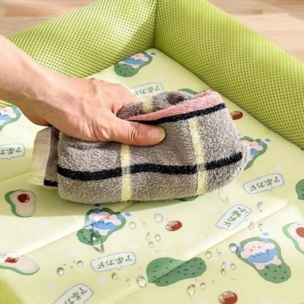 Summer Washable Pet Dog Bed, Square Cooling Puppy Bed, Neck-Protecting, Breathable Soft Dog Sleeping Pad, Summer Pet Supplies