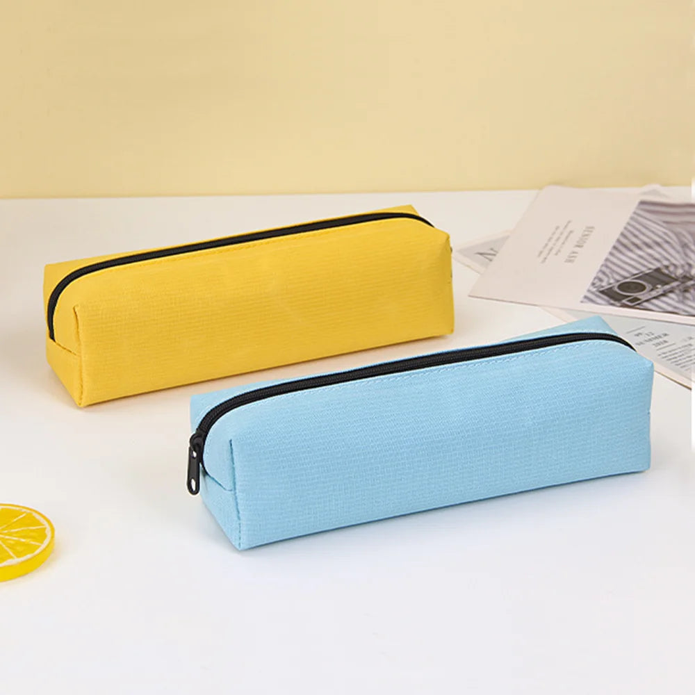 Solid Color Pencil Case Simple Pencil Bags For Student New Stationery School Supplies Kids Gift Zipper Big Cosmetic Bag
