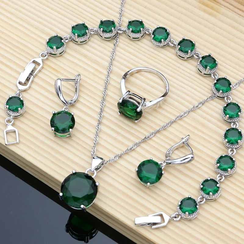 Natural Flame Zircon Beads 925 Sterling Silver Jewelry Sets Wedding Accessories for Women Earrings Rings Bracelet Dropshipping