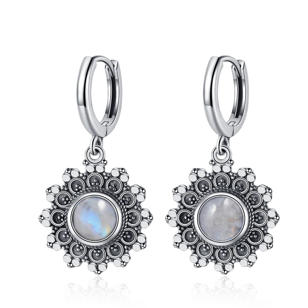 New Elegant Natural Kyanite S925 Silver Drop Earrings for Women Vintage Jewelry Wedding Engagement Hoop Earrings Gifts