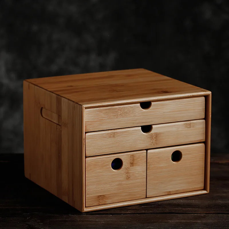 Bamboo Tea Box Puerh Tea Cake Box Simple Storage Organizer Multi-layer Tea Leaf Boxes Home Gift
