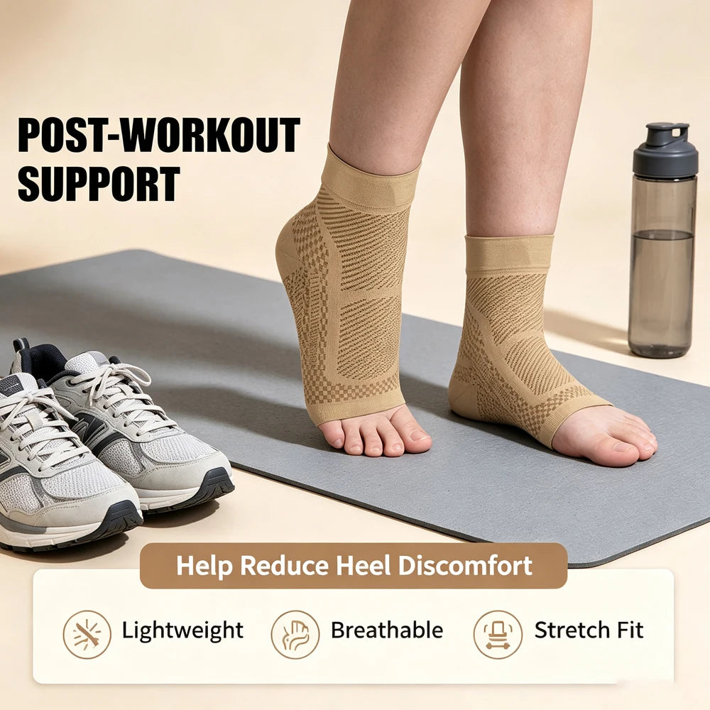 1Pair Ankle Brace Compression Sleeve - Plantar Fasciitis Sock,Foot Arch Support& Heel Spur Pain.Injury Recovery Braces for Sport