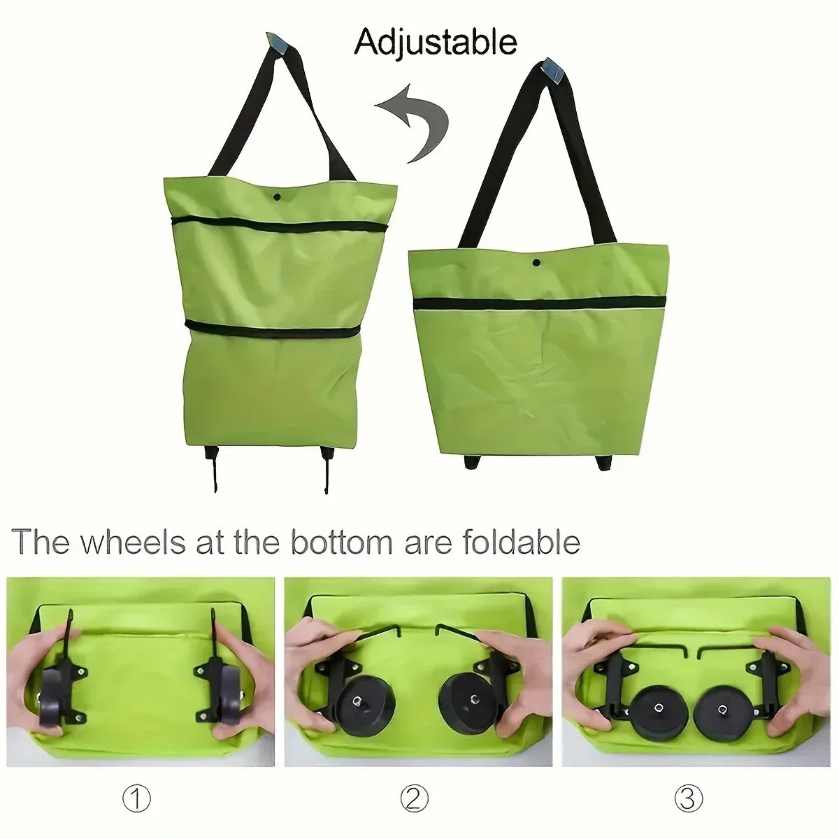 Foldable Shopping Bag with Wheels Trolley Basket Small Pull Cart Home Utility Retractable Tug Supermarket Grocery Shopping Cart