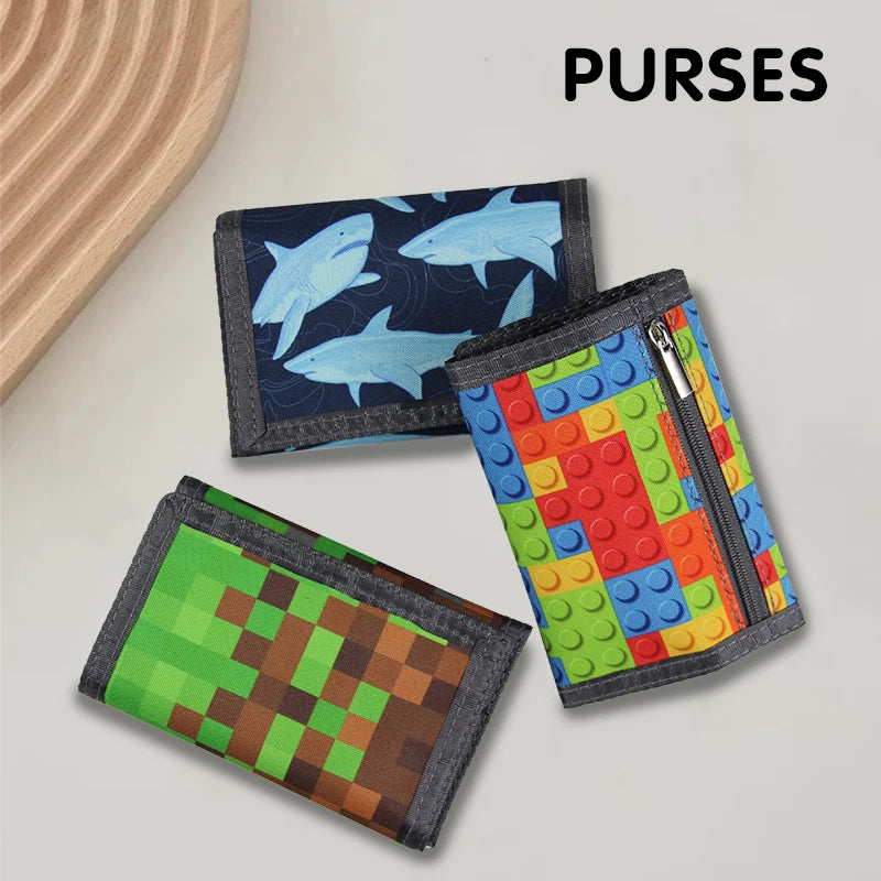 Childrens Wallet ,Foldable Canvas Coin Purse Primary ,School Student Card Bag, Multifunctional Wallet ,Student Cartoon Money Cli
