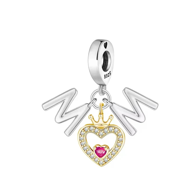 925 Silver Charms Love Mother Sister Heart Beads Fit Original Bracelet DIY Woman Jewelry Mother's Day Gift