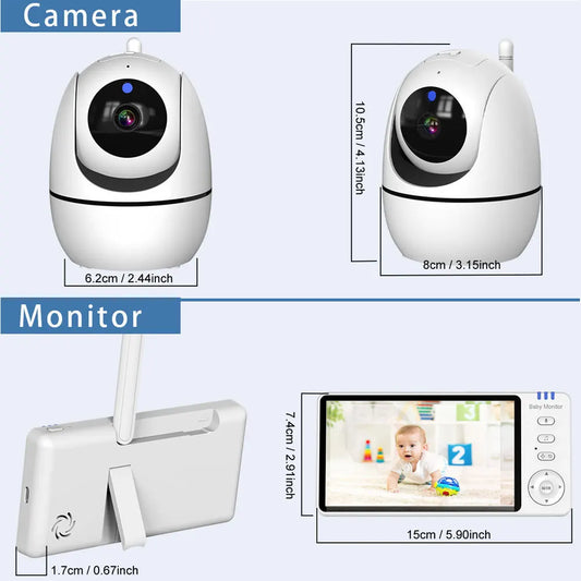 Video Baby Monitor with Cam and Audio,5" Display Baby Monitor No WiFi,Remote Pan-Tilt-Zoom Baby Camera, Night Vision,2-Way Talk
