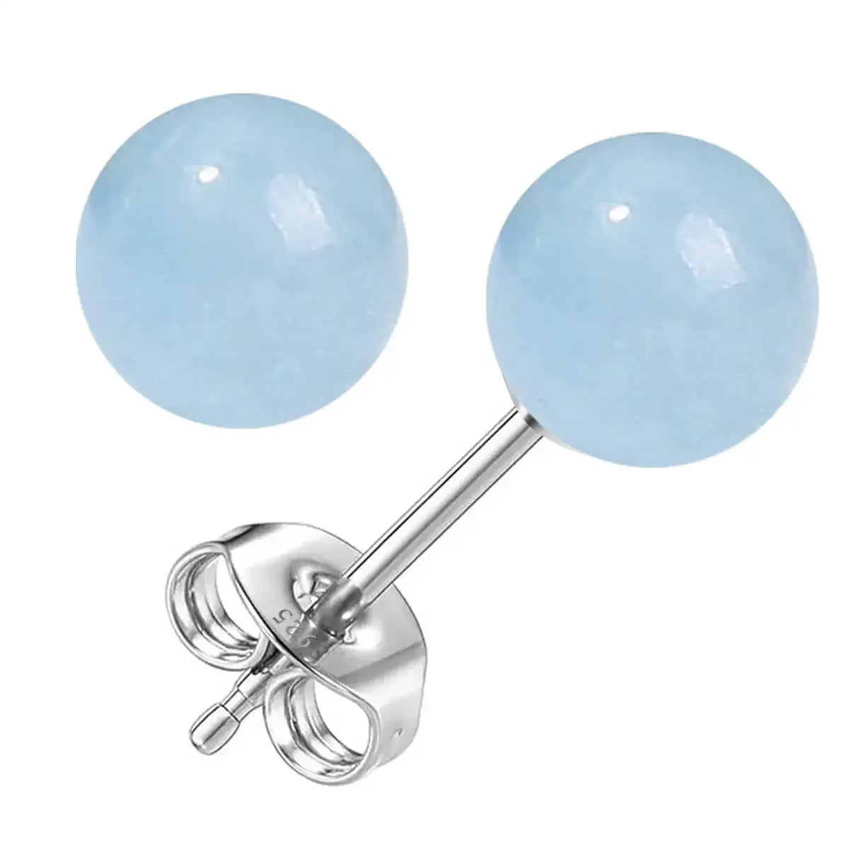 6mm Stone Beads Natural Stone Earrings Earring Stud 925 Sterling Silver Jewelry For Women Party Women's S925 Silver Earrings