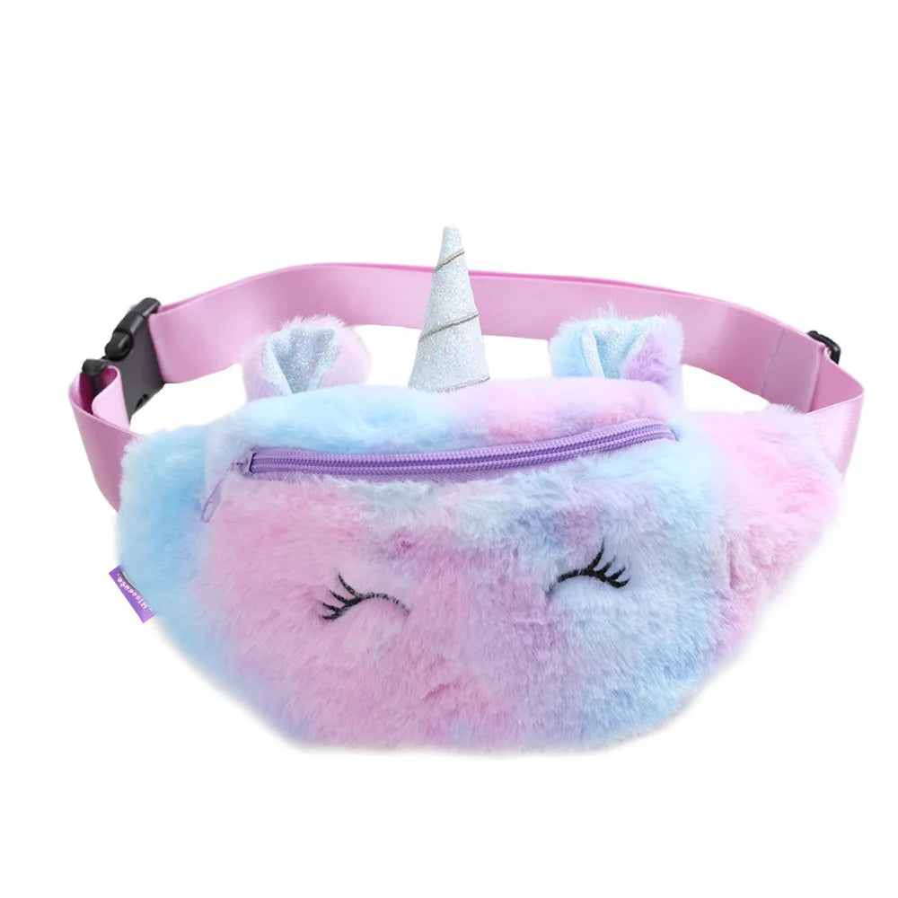 Unicorns Cartoon School Book Bag Backpacks Cute Fashion 3D Fur Backpacks For Girls Travel Backpack Children Schoolbag Kids Gift