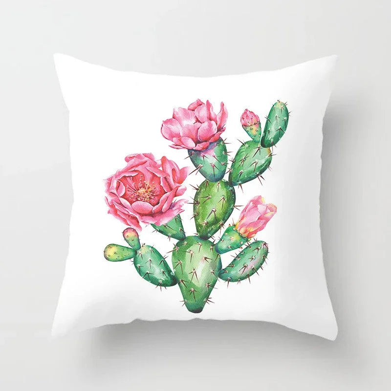 Cactus Flower Pattern Summer Decorative Cushions Pillowcase Polyester Cushion Cover Throw Pillow Sofa Decoration Pillowcover